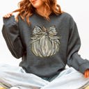Small Dark Gray Heather Camo Pumpkin Autumn Hunting Season Vintage Camouflage Print Graphic Cozy Sweatshirt