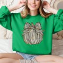 Large Irish Bright Green Camo Pumpkin Autumn Hunting Season Vintage Camouflage Print Graphic Cozy Sweatshirt