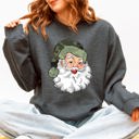 XXL Dark Gray Heather Camo Santa Retro Christmas Hunting Festive Outdoor Santa Theme Vintage Rustic Winter Style Illustration Sweatshirt