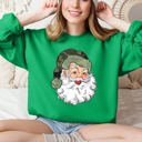 Small Irish Bright Green Camo Santa Retro Christmas Hunting Festive Outdoor Santa Theme Vintage Rustic Winter Style Illustration Sweatshirt