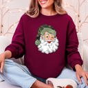 Large Maroon Camo Santa Retro Christmas Hunting Festive Outdoor Santa Theme Vintage Rustic Winter Style Illustration Sweatshirt