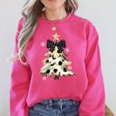 XXL Crunchberry Bright Pink Christmas Camo Tree Santa Coquette Ribbon Festive Retro Cozy Graphic Seasonal Sweatshirt