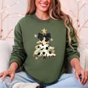 Small Military Green Christmas Camo Tree Santa Coquette Ribbon Festive Retro Cozy Graphic Seasonal Sweatshirt
