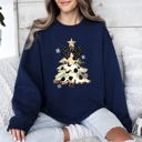 XXL Navy Christmas Camo Tree Santa Coquette Ribbon Festive Retro Cozy Graphic Seasonal Sweatshirt