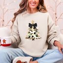 Large Sand Christmas Camo Tree Santa Coquette Ribbon Festive Retro Cozy Graphic Seasonal Sweatshirt
