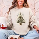 XXXL Sand Christmas Camo Tree With Ribbon Bows Santa Ornament Pattern Holiday Season Decor Graphic Sweatshirt