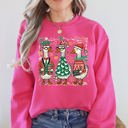 XL Crunchberry Bright Pink Christmas Geese Festive Holiday Illustration Vintage Retro Cozy Winter Scene Sweatshirt