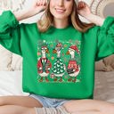 XXL Irish Bright Green Christmas Geese Festive Holiday Illustration Vintage Retro Cozy Winter Scene Sweatshirt