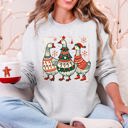 XXL Ash Light Gray Christmas Geese Retro Festive Holiday Cheer Geese Pattern With Rustic Nordic Elements Sweatshirt