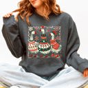 Large Dark Gray Heather Christmas Geese Retro Festive Holiday Cheer Geese Pattern With Rustic Nordic Elements Sweatshirt