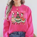 Medium Crunchberry Bright Pink Christmas Geese Retro Festive Holiday Cheer Geese Pattern With Rustic Nordic Elements Sweatshirt