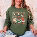 Large Military Green Christmas Geese Retro Festive Holiday Cheer Geese Pattern With Rustic Nordic Elements Sweatshirt