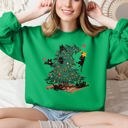  Christmas Tree Naughty Cats Santa Retro Holiday Cheer Design Graphic Vintage Sweatshirt