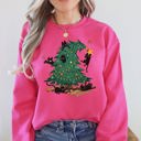 XXXL Crunchberry Bright Pink Christmas Tree Naughty Cats Santa Retro Holiday Cheer Design Graphic Vintage Sweatshirt