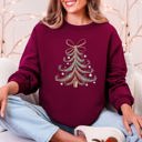Medium Maroon Christmas Tree Santa Vintage Elegant Ribbon And Bows Holiday Classic Cozy Sweatshirt