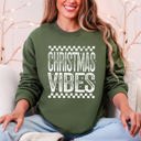 Small Military Green Christmas Vibes Retro Vintage Festive Cozy Holiday Spirit Graphic Premium Sweatshirt