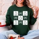 XXL Forest Green Christmas Geese Retro Cozy Winter Checkered Bows Tree Pattern Vintage Sweatshirt