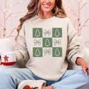 Medium Sand Christmas Geese Retro Cozy Winter Checkered Bows Tree Pattern Vintage Sweatshirt