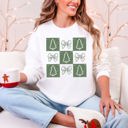 XL White Christmas Geese Retro Cozy Winter Checkered Bows Tree Pattern Vintage Sweatshirt
