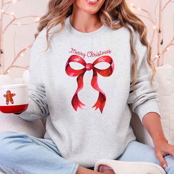 Christmas Geese Retro Coquette Bow Ribbon Winter Holiday Design Collection Sweatshirt