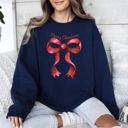 XXL Navy Christmas Geese Retro Coquette Bow Ribbon Winter Holiday Design Collection Sweatshirt