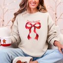Small Sand Christmas Geese Retro Coquette Bow Ribbon Winter Holiday Design Collection Sweatshirt