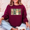 Large Maroon Christmas Nutcracker Ballet Vintage Snow Scene With Retro Typography Art Limited Edition Sweatshirt