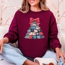 XXXL Maroon Christmas Geese Retro Santa Sewing Faux Quilt Cozy Festive Graphic Holiday Sweatshirt