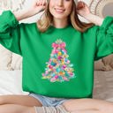 Small Irish Bright Green Colorful Christmas Tree Retro Graphic Artwork With Festive Motifs And Cozy Winter Vibes Sweatshirt