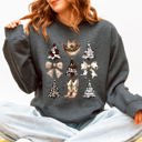 XXL Dark Gray Heather Cowboy Christmas Santa Western Trees Boots Hat Country Living Holiday Sweatshirt