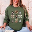 Medium Military Green Cowboy Christmas Santa Western Trees Boots Hat Country Living Holiday Sweatshirt