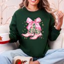 XXXL Forest Green Cowgirl Christmas Cowboy Boots Santa Ribbons Bows Western Country Holiday Sweatshirt