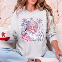  Disco Santa Bubble Gum Christmas Snowflakes Festive Candy Sparkle Graphic Sweatshirt