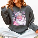 XXL Dark Gray Heather Disco Santa Bubble Gum Christmas Snowflakes Festive Candy Sparkle Graphic Sweatshirt