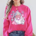 XXXL Crunchberry Bright Pink Disco Santa Bubble Gum Christmas Snowflakes Festive Candy Sparkle Graphic Sweatshirt
