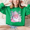 XXXL Irish Bright Green Disco Santa Bubble Gum Christmas Snowflakes Festive Candy Sparkle Graphic Sweatshirt