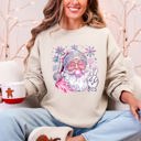 Large Sand Disco Santa Bubble Gum Christmas Snowflakes Festive Candy Sparkle Graphic Sweatshirt