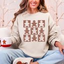 XXL Sand Gingerbread Men Christmas Minimalist Retro Whimsical Cozy Holiday Themed Illustration Print Sweatshirt