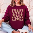 Small Maroon Gingerbread Men Christmas Minimalist Retro Whimsical Cozy Holiday Themed Illustration Print Sweatshirt