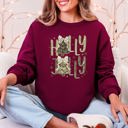 Medium Maroon Holly Jolly Christmas Camouflage Tree Santa Dalmatian Ribbons And Bows Cozy Holiday Sweatshirt