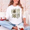 XXXL White Holly Jolly Christmas Camouflage Tree Santa Dalmatian Ribbons And Bows Cozy Holiday Sweatshirt