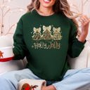 Large Forest Green Holly Jolly Camo Christmas Tree Santa Ribbons Bows Cozy Christmas Cheer Sweatshirt