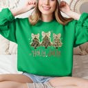 XXXL Irish Bright Green Holly Jolly Camo Christmas Tree Santa Ribbons Bows Cozy Christmas Cheer Sweatshirt