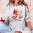 XXL Ash Light Gray Howdy Christmas Cowboy Boots Santa Western Country Holiday Style Graphic Sweatshirt