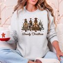 Large Ash Light Gray Howdy Christmas Western Santa Christmas Trees Holiday Western Theme Festive Cozy Sweatshirt
