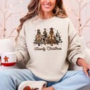 XXL Sand Howdy Christmas Western Santa Christmas Trees Holiday Western Theme Festive Cozy Sweatshirt