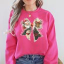 XXL Heliconia Bright Pink It's The Most Wonderful Time Of The Year Santa Snowman Reindeer Christmas Sweatshirt