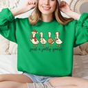  Just A Jolly Goose Santa Claus Christmas Goose Holiday Cozy Vintage Festive Graphic Sweatshirt