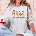 Small Ash Light Gray Just A Jolly Goose Santa Claus Christmas Goose Holiday Cozy Vintage Festive Graphic Sweatshirt