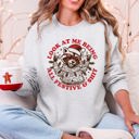 Large Ash Light Gray Look At Me Being All Festive And Shit With Santa Raccoon Retro Holiday Humor Illustration Sweatshirt